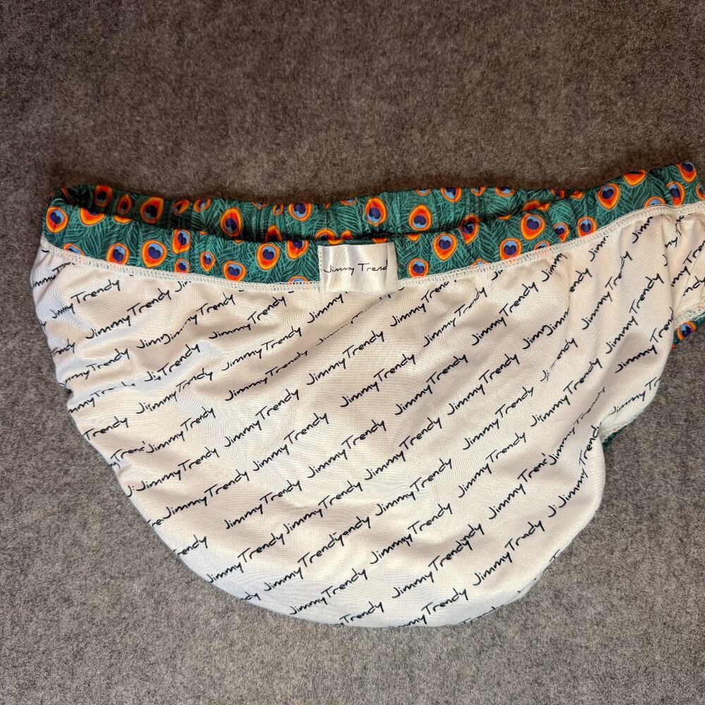 Jimmy Trendy Men’s Swim Brief Peacock Print Size Large - Picture 8 of 8